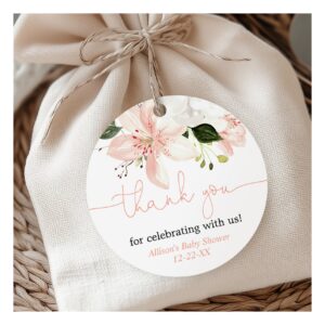Elegant floral lilies blush thank you favor tags