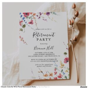 Classic Colorful Wild Floral Retirement Party Invitation