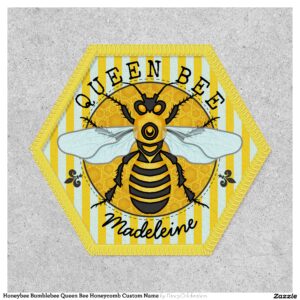 Honeybee Bumblebee Queen Bee Honeycomb Custom Name Patch