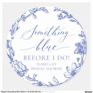 Elegant Something Blue Before I do Bridal Shower Classic Round Sticker