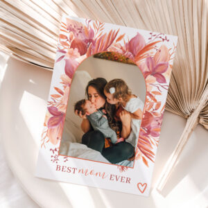Boho floral arch best mom ever photo mother day card