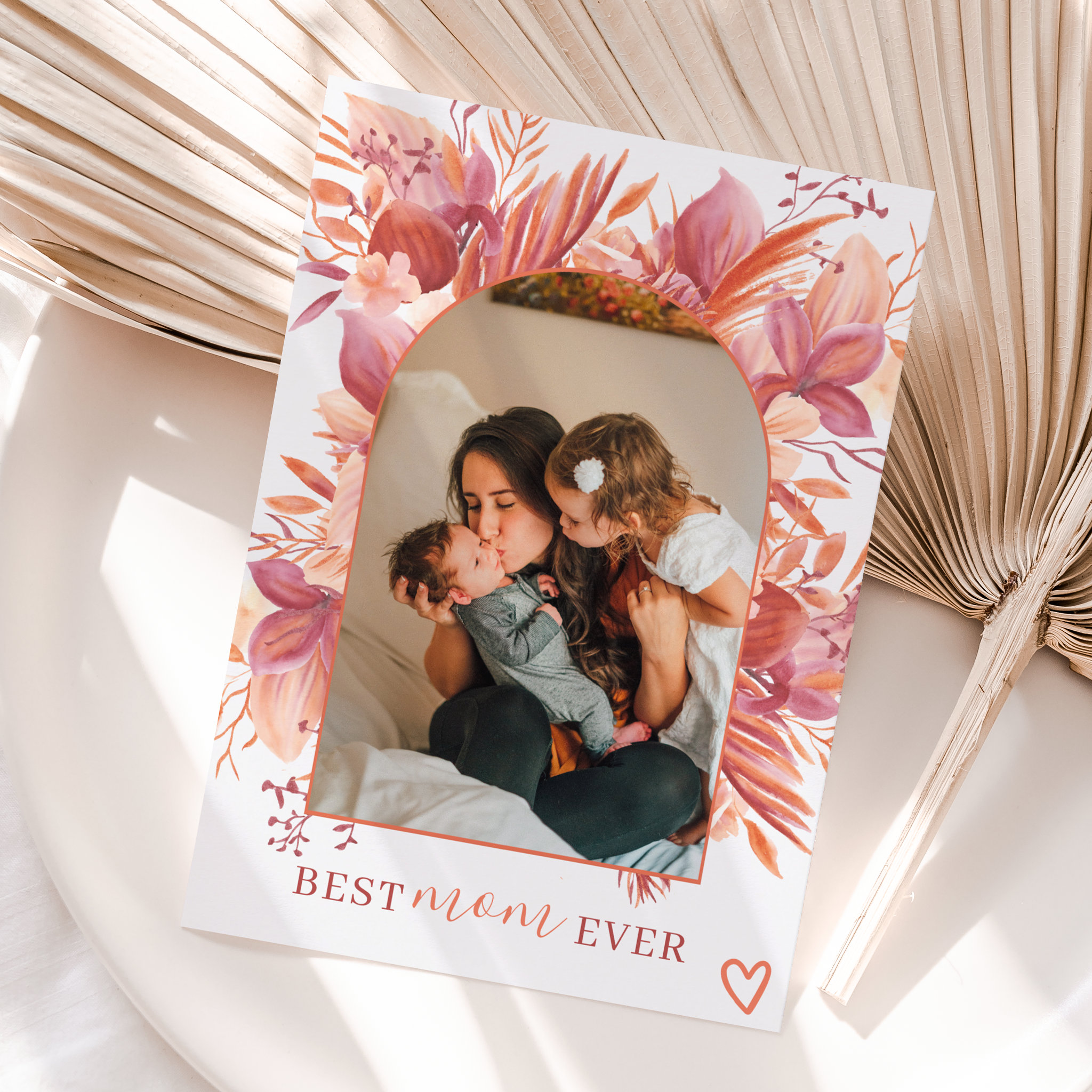 Boho floral arch best mom ever photo mother day card