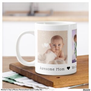 Mother's Day 3 Photos Personalized Giant Coffee Mu Giant Coffee Mug