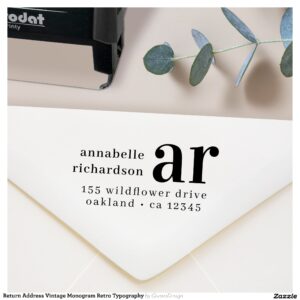 Return Address Vintage Monogram Retro Typography Self-inking Stamp