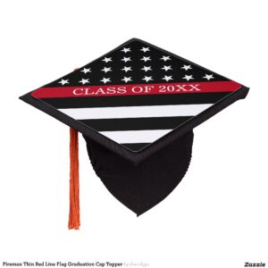 Fireman Thin Red Line Flag Graduation Cap Topper