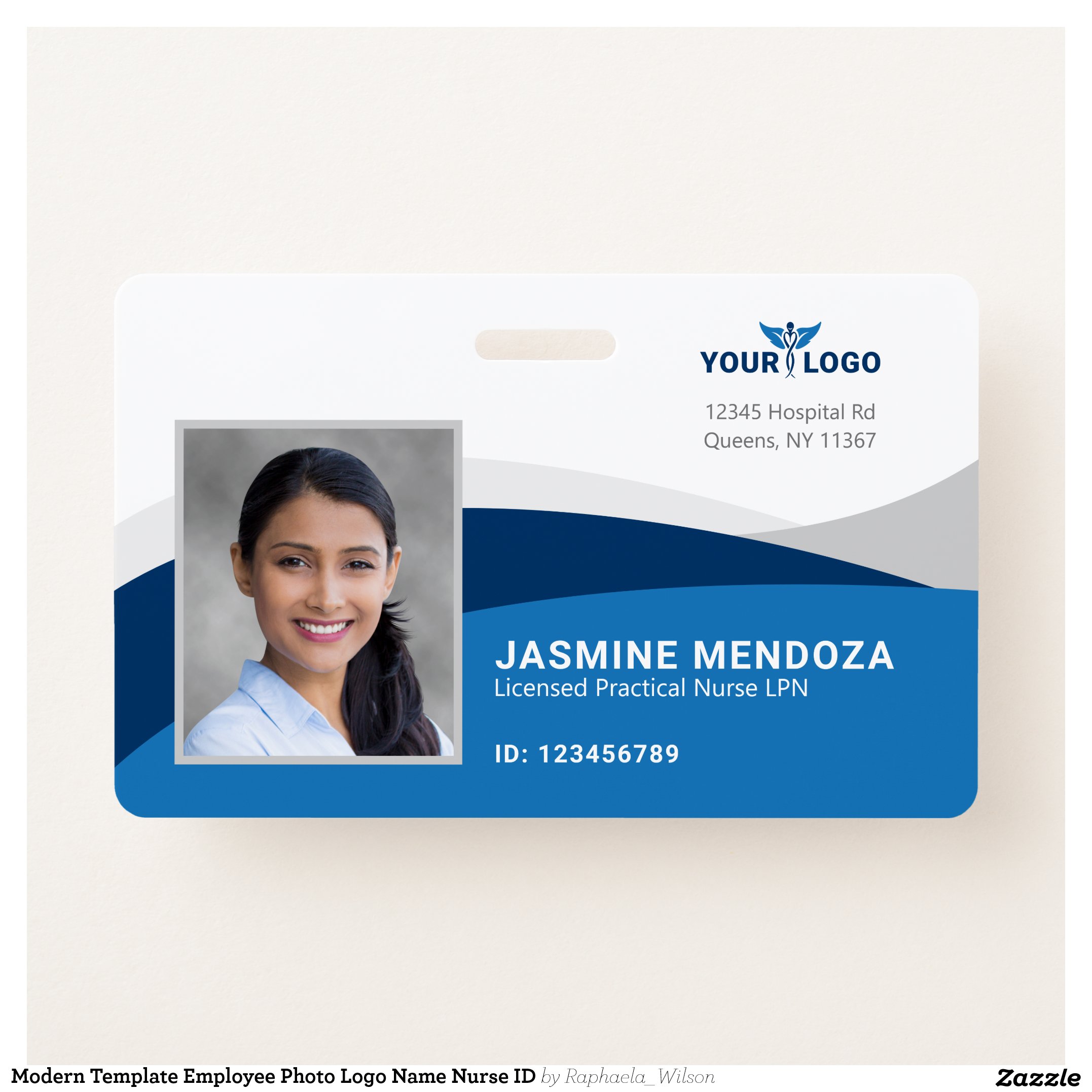 Modern Template Employee Photo Logo Name Nurse ID Badge