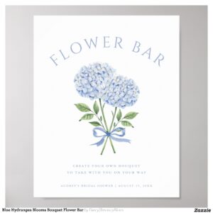 Blue Hydrangea Blooms Bouquet Flower Bar Poster