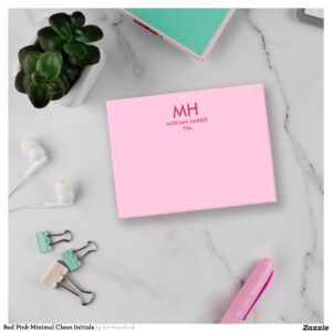 Red Pink Minimal Clean Initials Post-it Notes