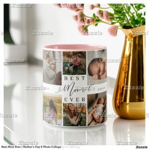 Best Mom Ever Mother's Day 8 Photo Collage Two-Tone Coffee Mug