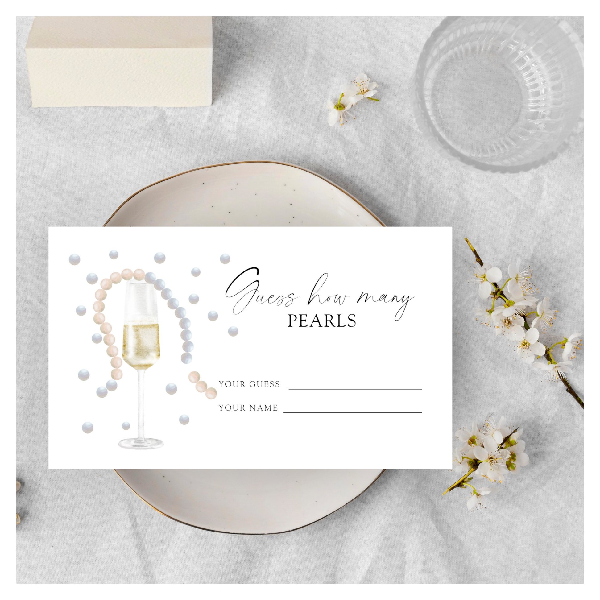 Pearls & Prosecco - guess how many pearls Enclosure Card