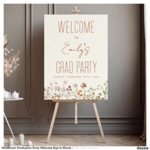 Wildflower Graduation Party Welcome Sign In Bloom