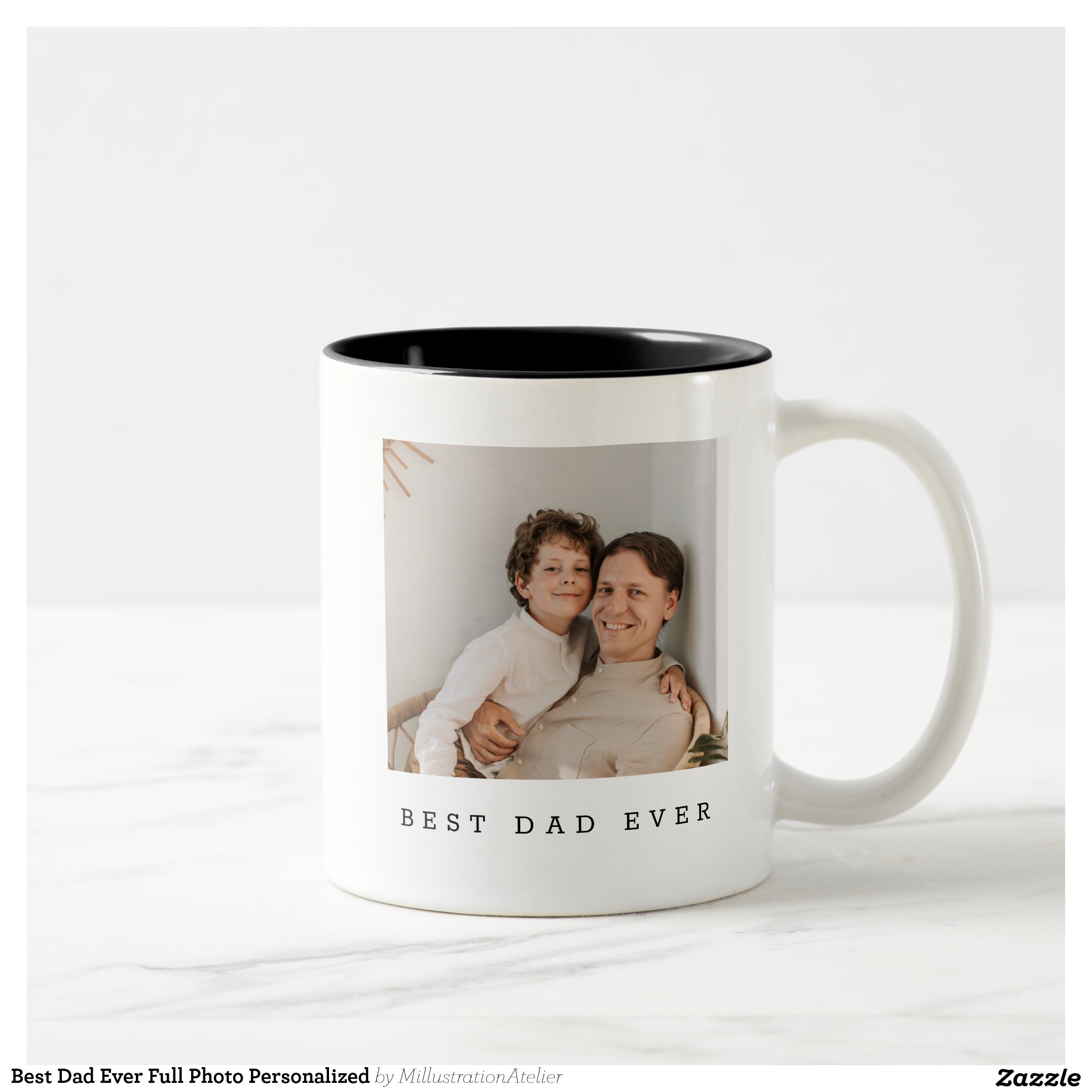 Best Dad Ever Full Photo Personalized Two-Tone Coffee Mug