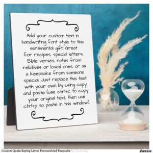 Custom Quote Saying Letter Personalized Keepsake Plaque