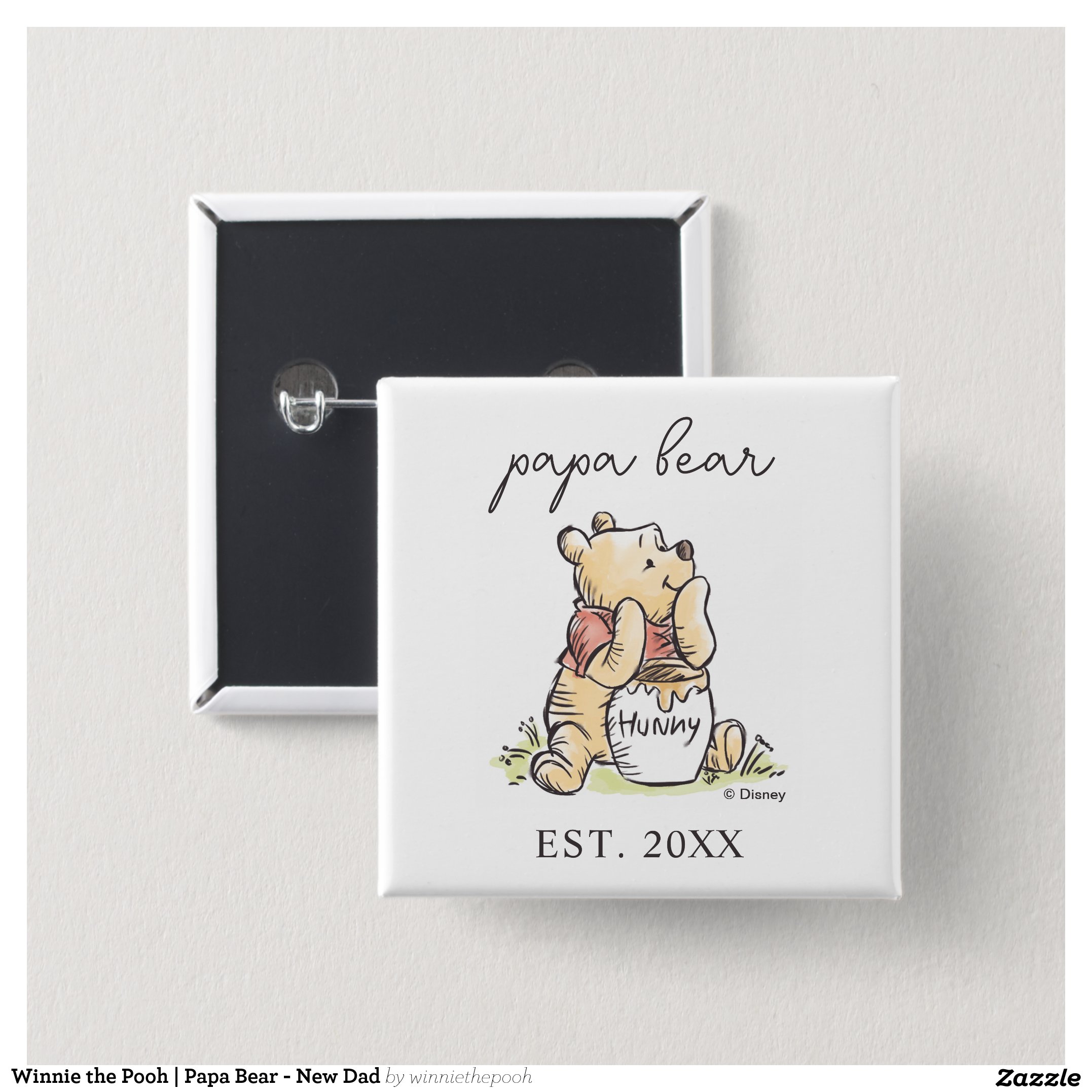Winnie the Pooh Papa Bear - New Dad Button
