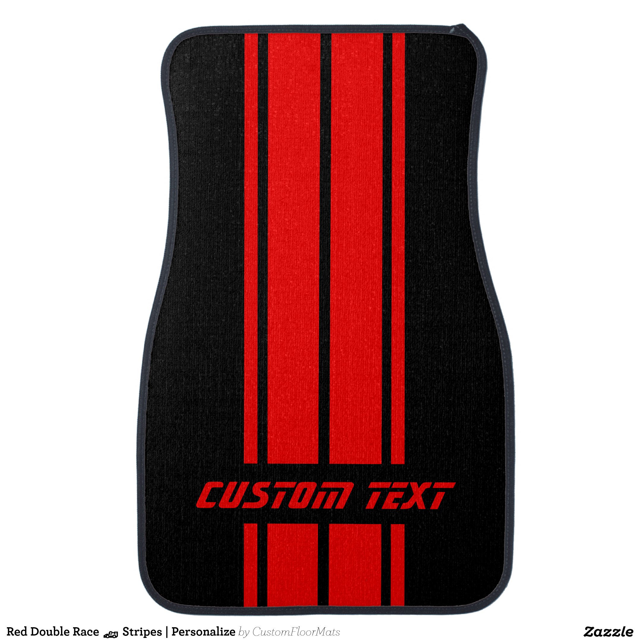 Red Double Race ?? Stripes Personalize Car Floor Mat