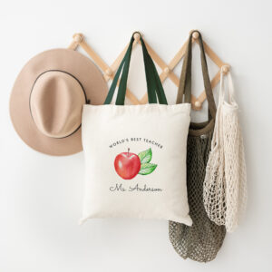 World's Best Teacher Personalized Apple Tote Bag