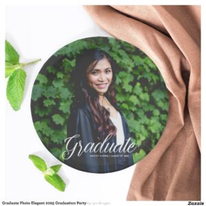 Graduate Photo Elegant 2025 Graduation Party Paper Plates