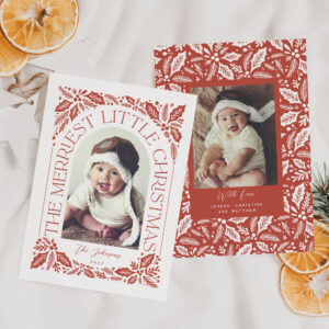 Red Berry Merriest Little Christmas Arch Photo Holiday Card