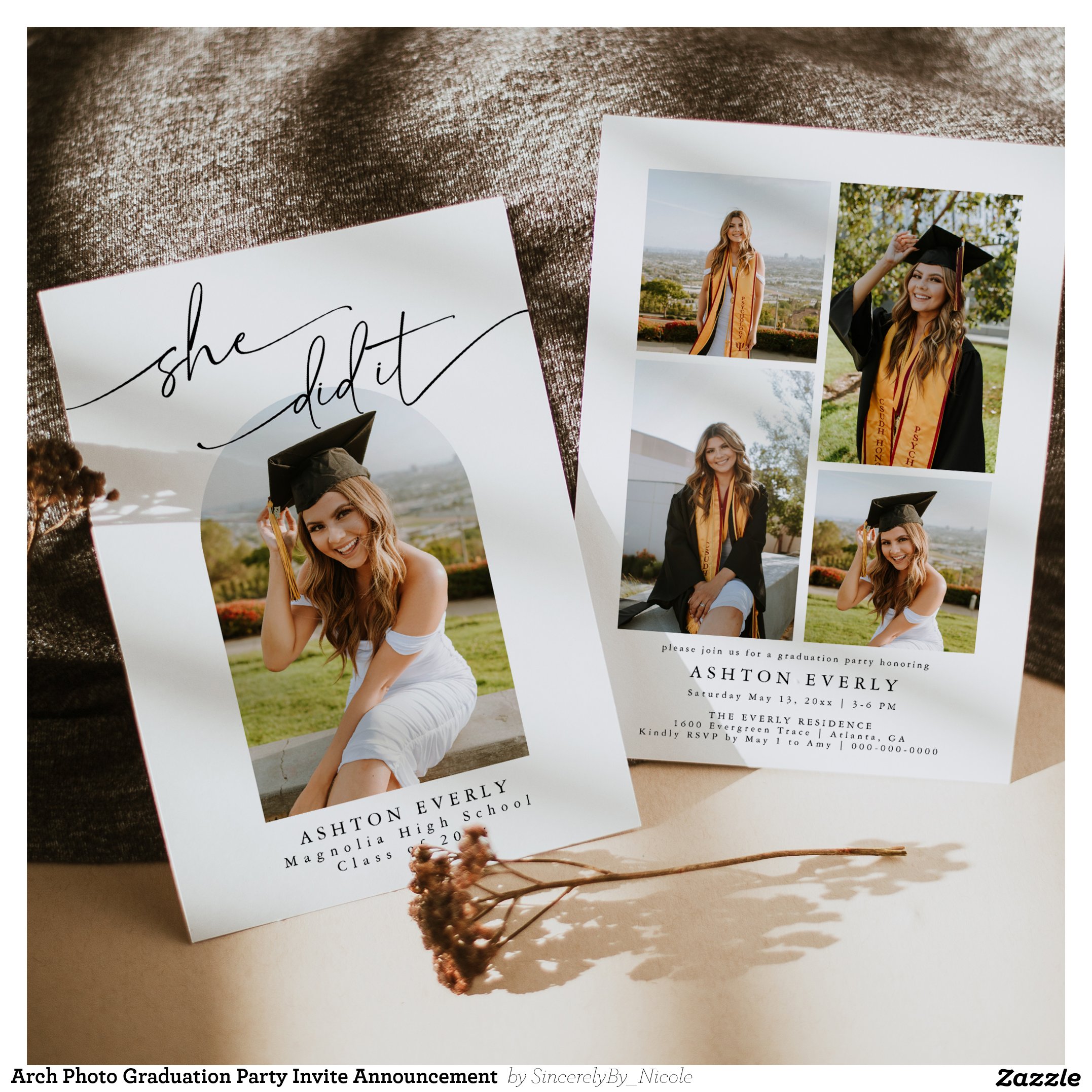 Arch Photo Graduation Party Invite Announcement