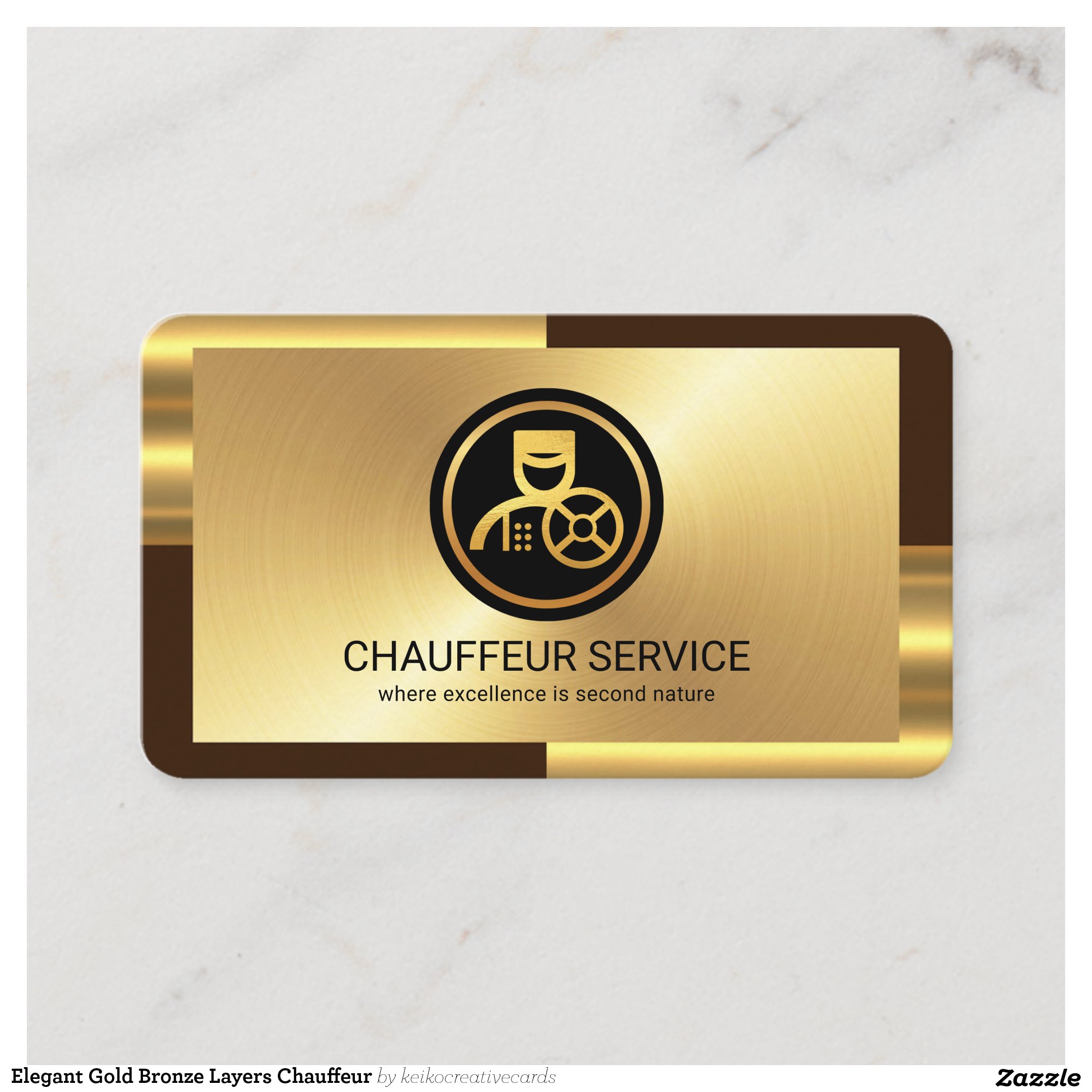 Elegant Gold Bronze Layers Chauffeur Business Card