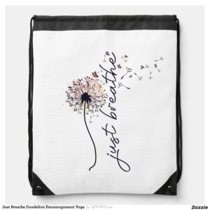 Just Breathe Dandelion Encouragement Yoga Drawstring Bag