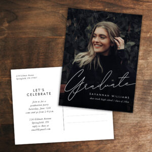 Trendy Modern Simple Script Photo Graduation Invitation Postcard