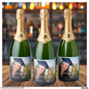 Graduation party photo script sparkling wine label