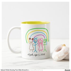 Upload Childs Drawing Turn Kids Artwork to Two-Tone Coffee Mug