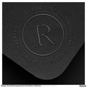 Elegant Round Monogrammed Initial Return Address Embosser