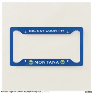 Montana Flag Coat Of Arms Big Sky Country Blue License Plate Frame