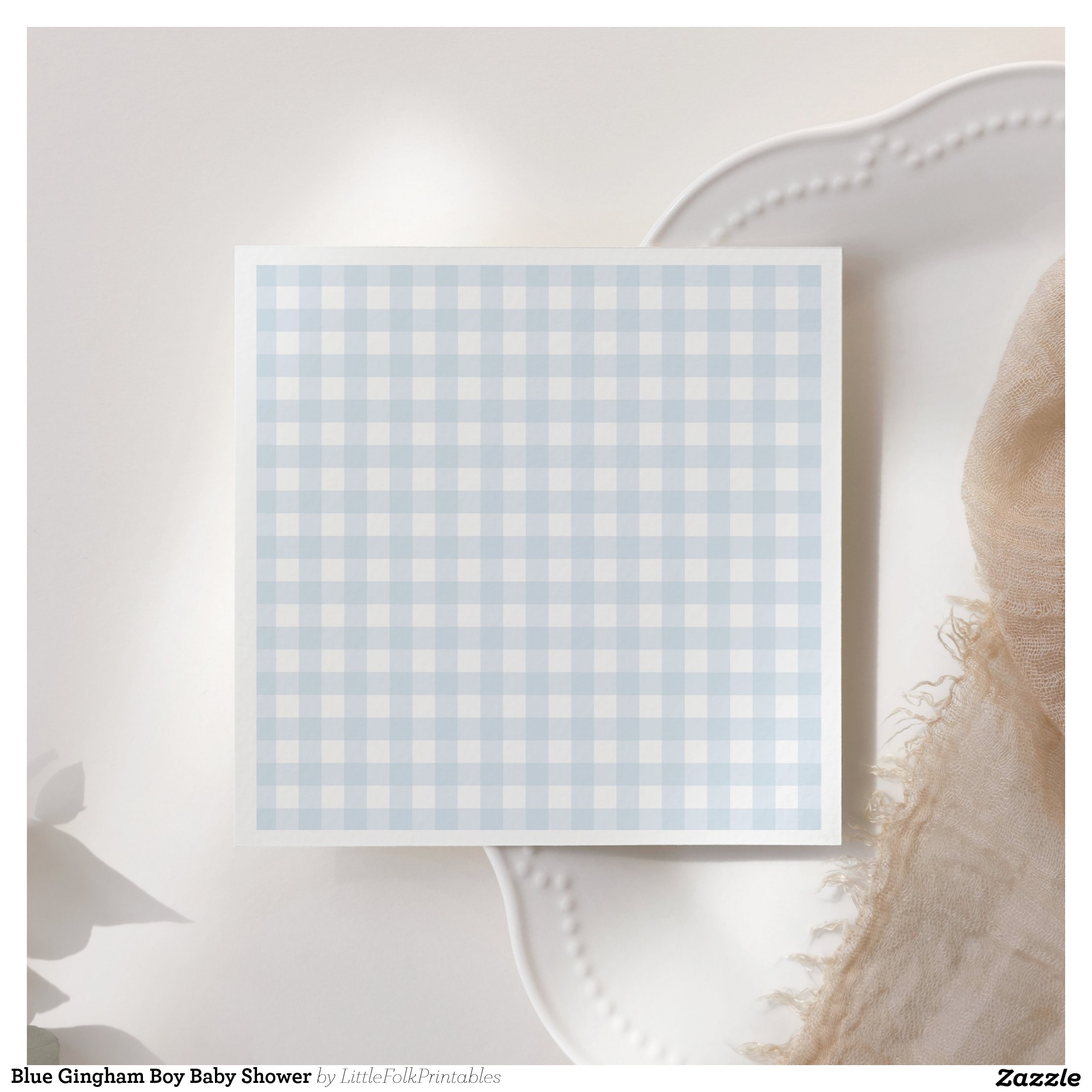 Blue Gingham Boy Baby Shower Napkins