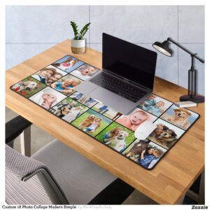 Custom 18 Photo Collage Modern Simple Desk Mat