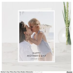Mother's Day Photo Best Mom Modern Minimalist Card