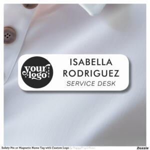 Safety Pin or Magnetic Name Tag with Custom Logo