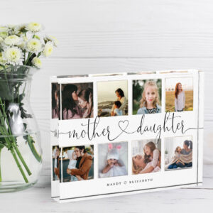 Mother Daughter Heart Script Photo Grid Collage