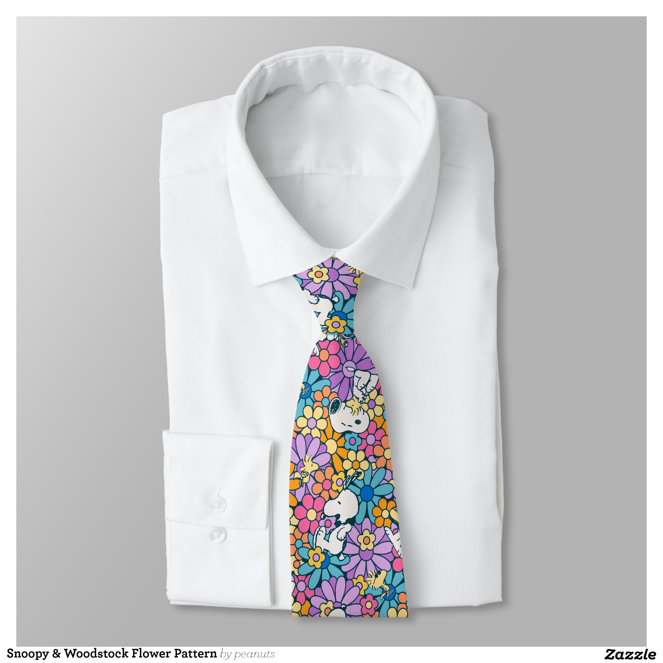 Snoopy & Woodstock Flower Pattern Neck Tie