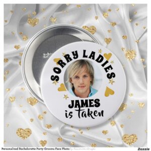 Personalized Bachelorette Party Grooms Face Photo Button