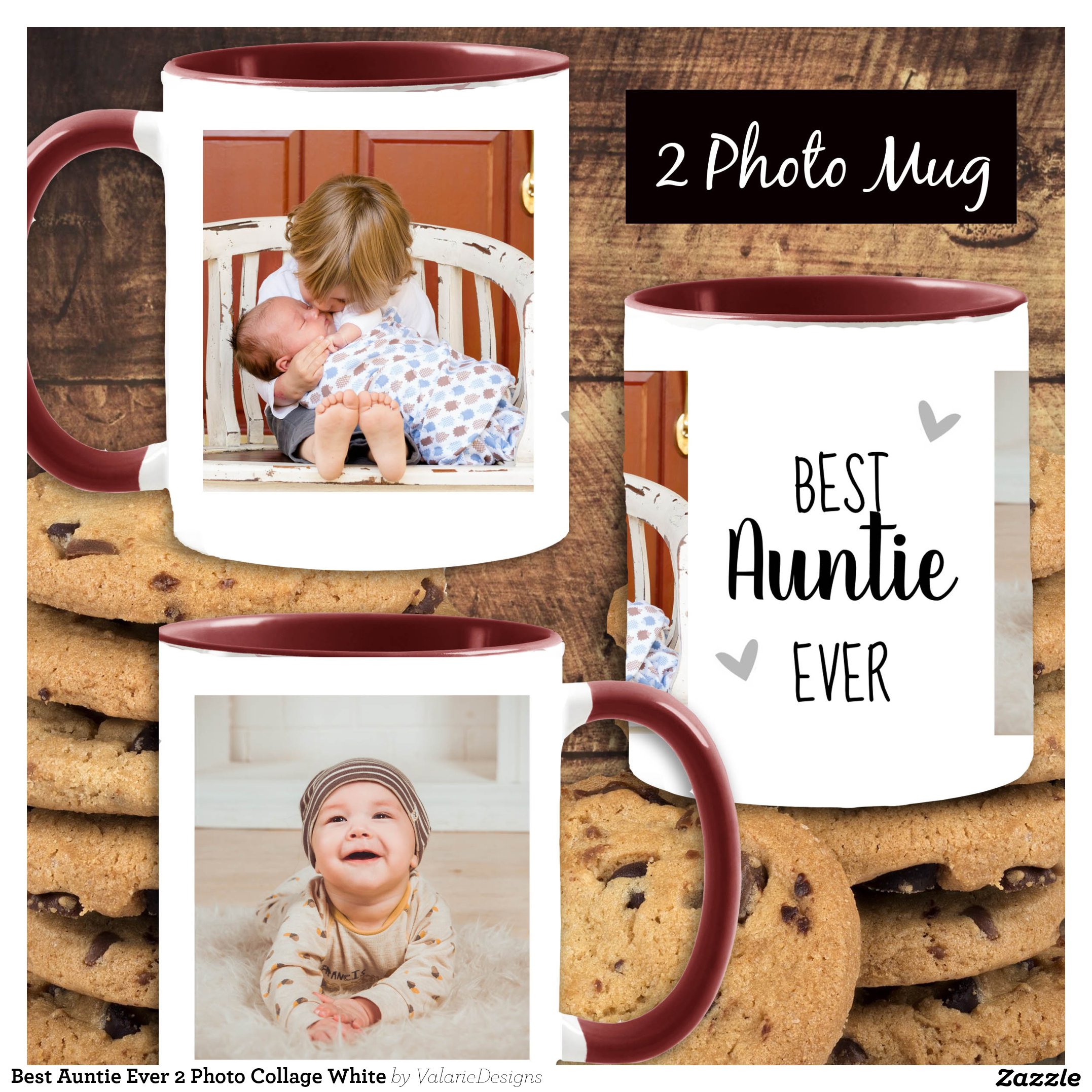 Best Auntie Ever 2 Photo Collage White Mug