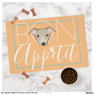 Bon appetit elegant text Dog cartoon Orange Placemat