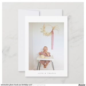 minimalist photo thank you birthday card