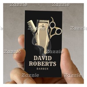 Barber Shop Hairdresser Modern Gold Barbershop Business Card
