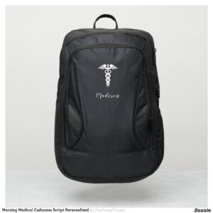 Nursing Medical Caduceus Script Personalized Port Authority? Backpack