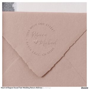 Heart & Elegant Round Text Wedding Return Address Embosser
