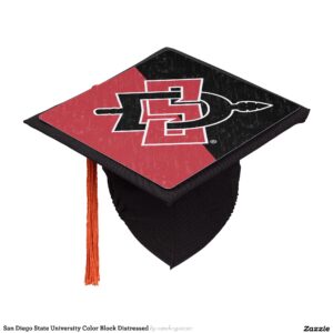 San Diego State University Color Block Distressed Graduation Cap Topper