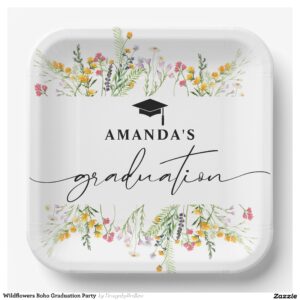 Wildflowers Boho Graduation Party Paper Plates