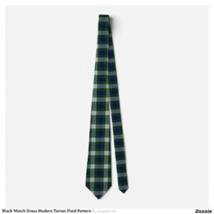 Black Watch Dress Modern Tartan Plaid Pattern Neck Tie