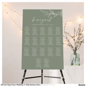 Minimal Sage Green Wedding 17 Table Seating Chart Foam Board