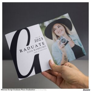 Minimal Script Graduate Photo Graduation Announcement