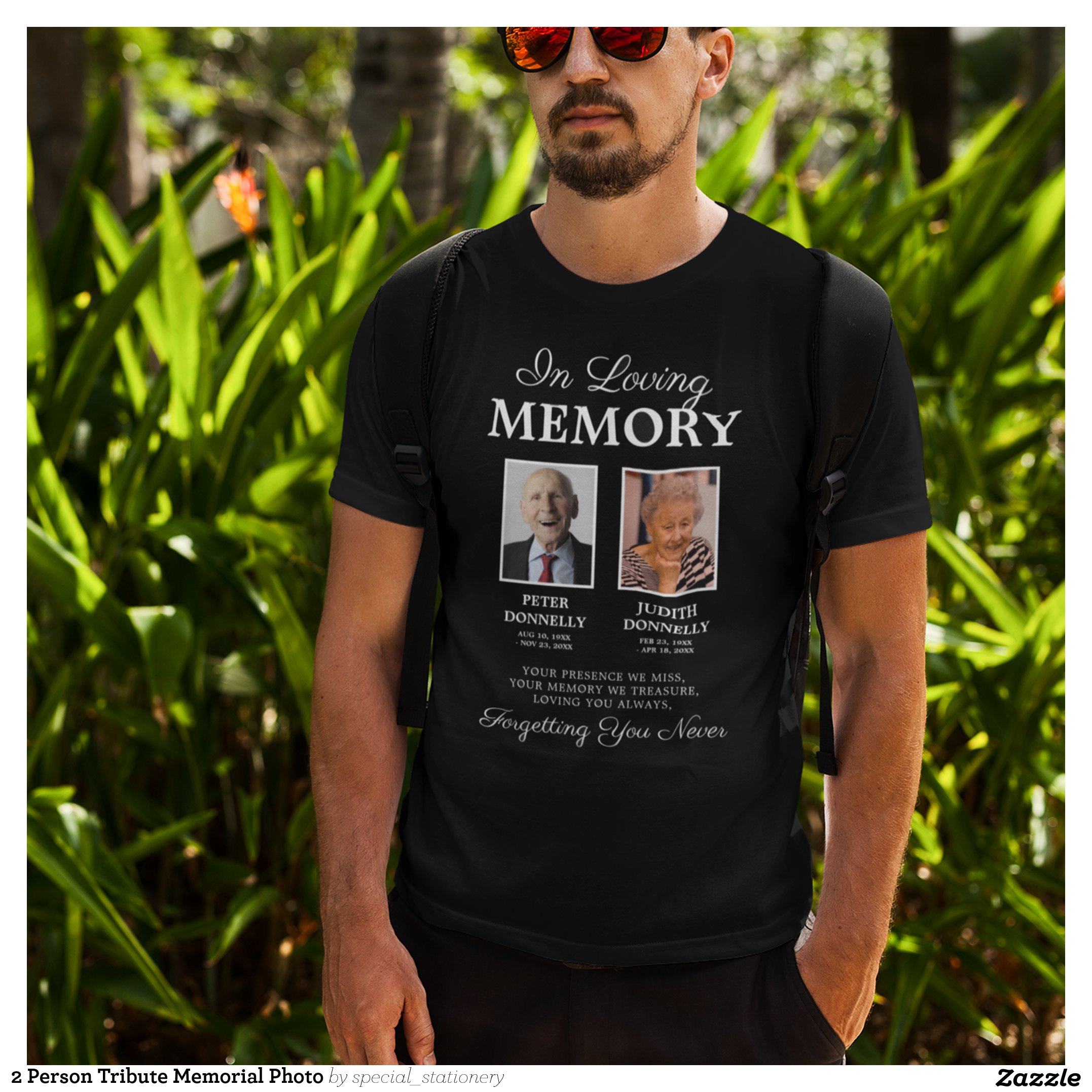 2 Person Tribute Memorial Photo T-Shirt