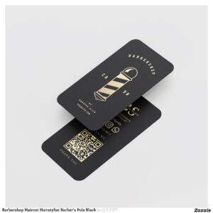 Barbershop Haircut Hairstylist Barber's Pole Black Business Card